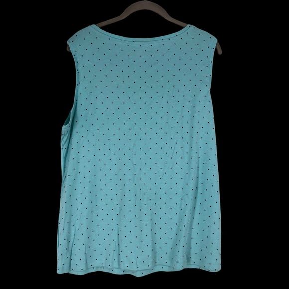 Croft & Barrow Teal Tank w/Black Polkadots Classic Tank Top Super Soft Sz XL - Picture 2 of 5